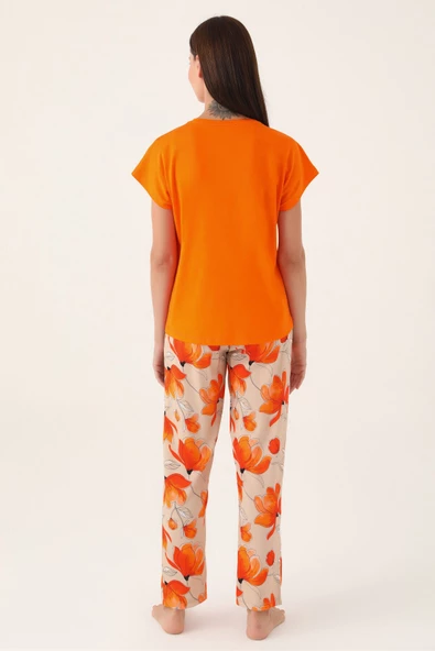 Pierre Cardin 8812 Orange Kadın Kısa Kol Pijama Takımı - 3