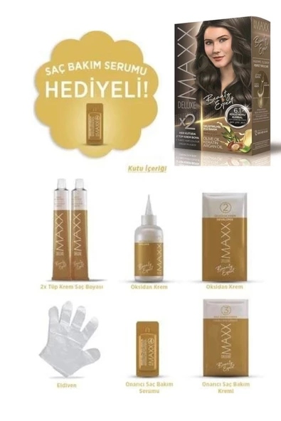Maxx Deluxe Saç Boyası Set Küllü Koyu Kumral 6/1 - 2
