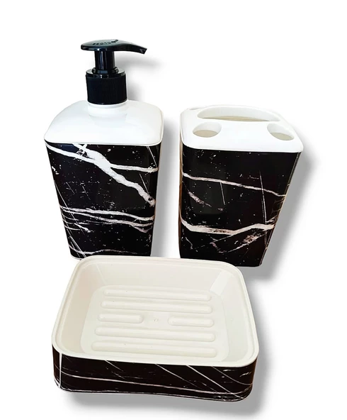 3 Parça Mermer Desen Banyo Seti - 2