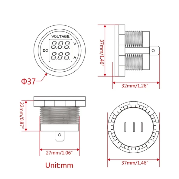AEK-Tech DC12V/24V Dijital Voltmetre Ampermetre - 4