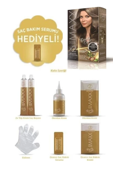 Maxx Deluxe Saç Boyası Set Fındık Kabuğu 7/3 - Resim 2