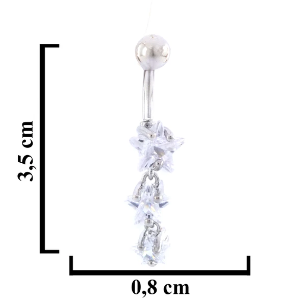 316L Çelik Yıldız Model Zirkon Taşlı Piercing  PRC-217 - 3