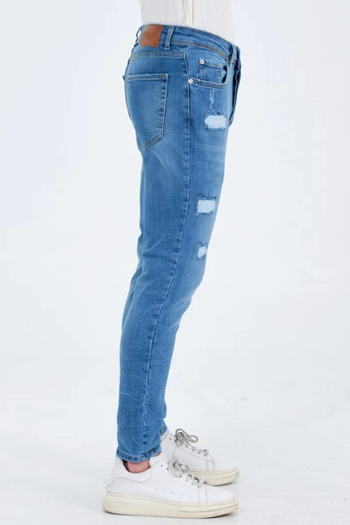 Normal Kesim Erkek Yırtıklı Kot Pantolon - 5