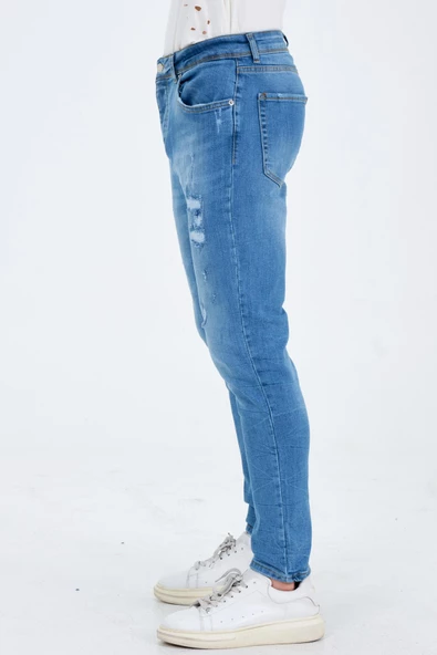 Normal Kesim Erkek Yırtıklı Kot Pantolon - 7