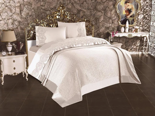 Carmen Fransız Güpürlü Çift Kişilik Pike Seti 3 Parça - Resim 3