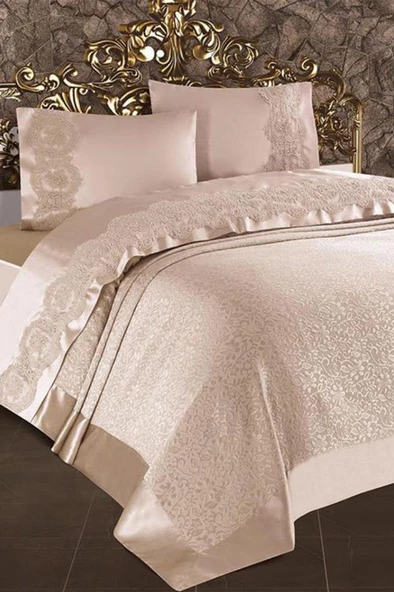 Carmen Fransız Güpürlü Çift Kişilik Pike Seti 3 Parça - Resim 6