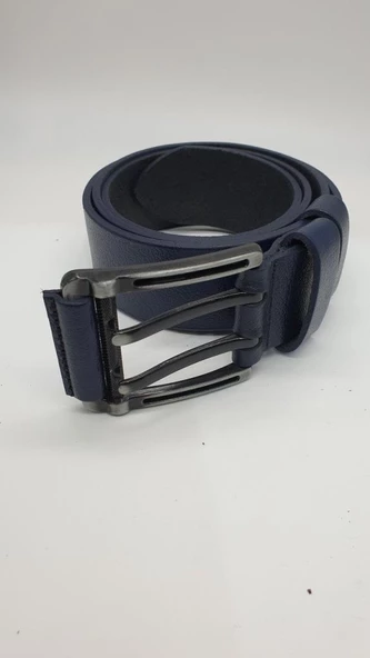 Lacivert Renk Çift Dilli Deri Tokalı Spor Kot Kemeri - 10