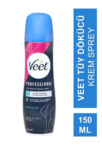 Veet Professional Tüy Dökücü Krem Sprey Bacak&Vücut Bölgesi Hassas Ciltler 150ml x2 ürün görseli