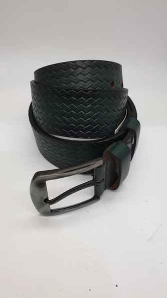 Örgü Desenli Spor Kot Kemeri-Yeşil - 9