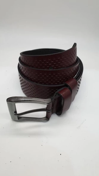 Vişne Renk Deri Kemer - 10