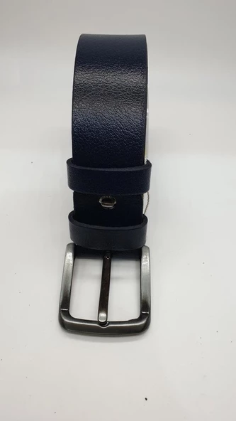 Sade Kaliteli Deri Lacivert Renk Spor Kot Kemeri - 8