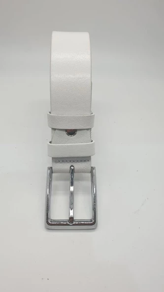 Şık ve Sade Beyaz Renk Erkek Klasik Kemer - 4