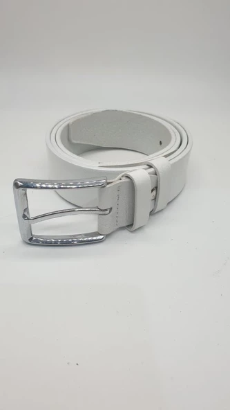 Şık ve Sade Beyaz Renk Erkek Klasik Kemer - 3