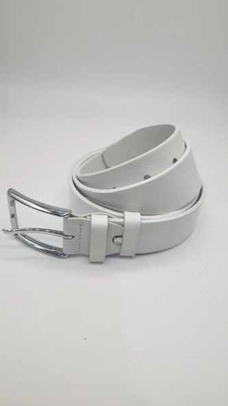 Şık ve Sade Beyaz Renk Erkek Klasik Kemer - 9