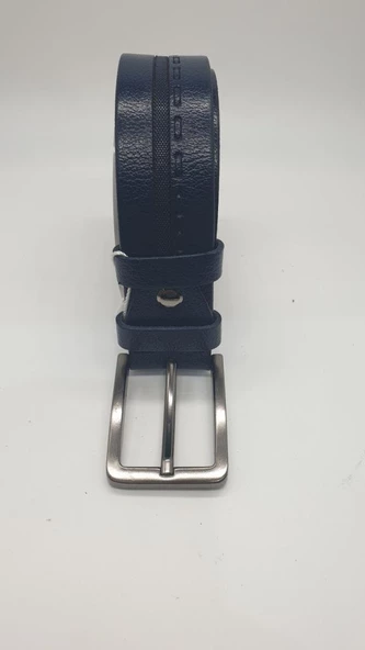 Çizgili Kayış Detaylı Lacivert Renk Erkek Klasik Kemer - 12