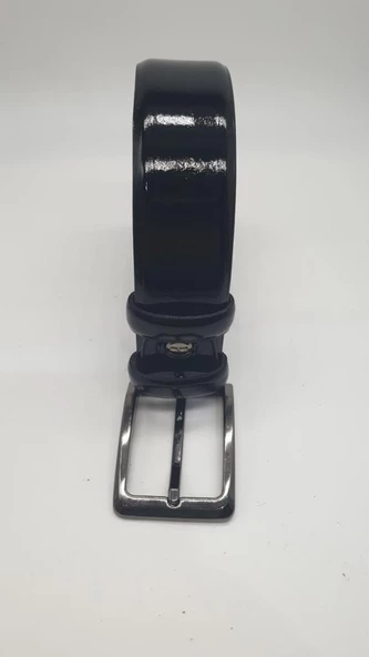 Parlak Kayış Siyah Renk Erkek Klasik Kemer - 2