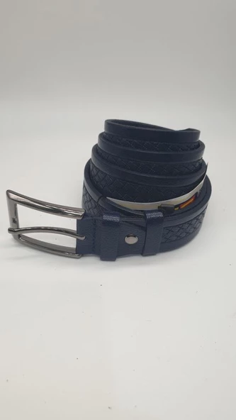 Çapraz Desen Detaylı Kayış Lacivert Renk Erkek Klasik Kemer - 2