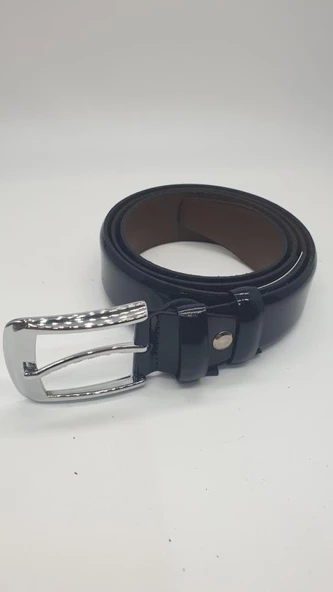 Parlak Kayış Lacivert Renk Erkek Klasik Kemer - 6