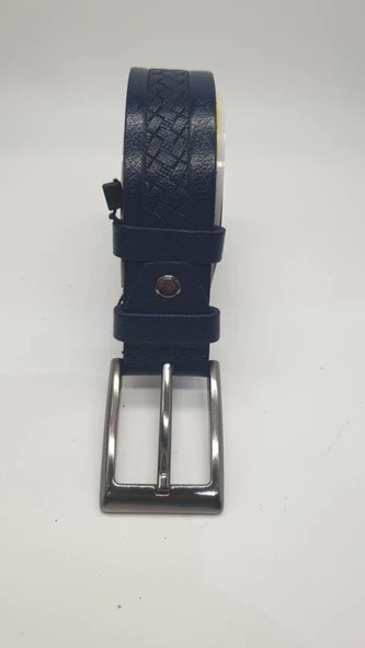 Çapraz Desen Detaylı Kayış Lacivert Renk Erkek Klasik Kemer - 9