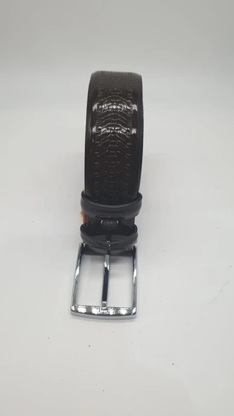 Yatay Desen Detaylı ve Parlak Kahve Renk Erkek Klasik Kemer - 11