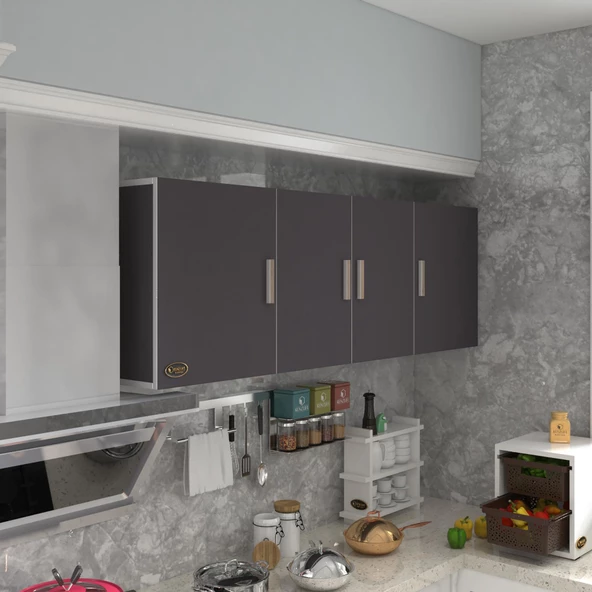 Kenzlife hazır mutfak silvanus gri 060*180*32 mutfak banyo dolabı kapaklı raflı