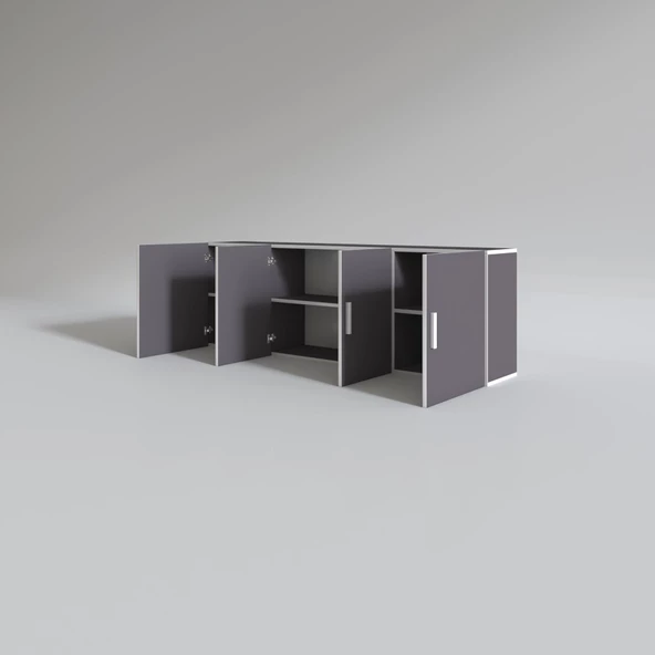 Kenzlife hazır mutfak silvanus gri 060*180*32 mutfak banyo dolabı kapaklı raflı - Resim 3