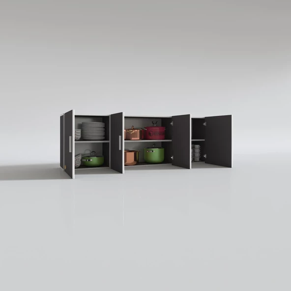 Kenzlife hazır mutfak silvanus gri 060*180*32 mutfak banyo dolabı kapaklı raflı - Resim 2