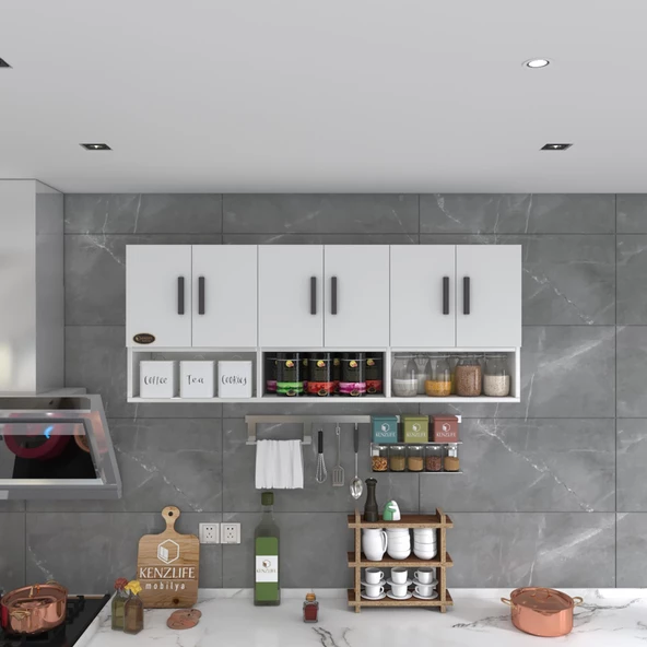 Kenzlife hazır mutfak vice byz 060*180*32 mutfak banyo dolabı kapaklı raflı - Resim 4