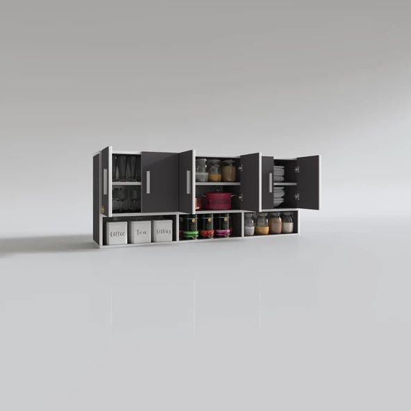 Kenzlife hazır mutfak liberato gri 060*150*32 mutfak banyo dolabı kapaklı raflı - 3
