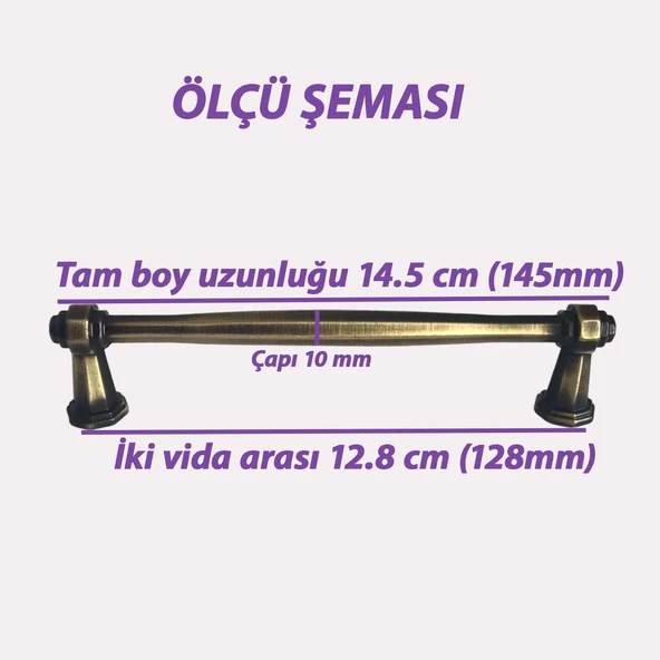 Padişah Kulp 128 mm Antik Sarı Mutfak Kulpu Çekmece Dolap Kapak Kulbu Metal Mobilya Dolabı Kulpları - 2