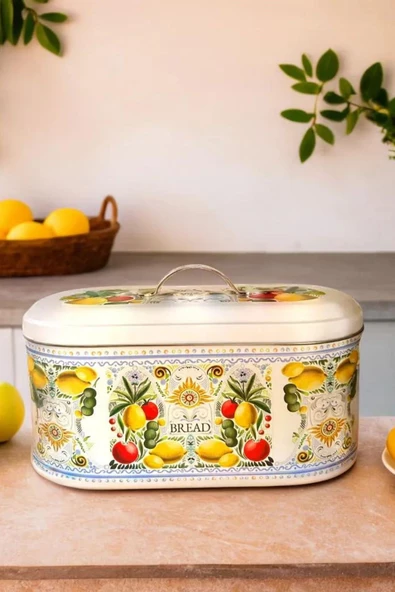 La Dolce Vita Sicilya Metal Orta Boy Oval Ekmeklik ve Ekmek Kutusu Beyaz No:12 - 3