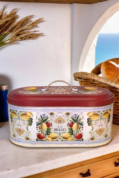 La Dolce Vita Sicilya Metal Orta Boy Oval Ekmeklik ve Ekmek Kutusu Beyaz No:10 - 3