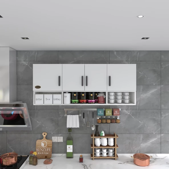 Kenzlife hazır mutfak konsta byz 060*150*32 mutfak banyo dolabı kapaklı raflı - 4