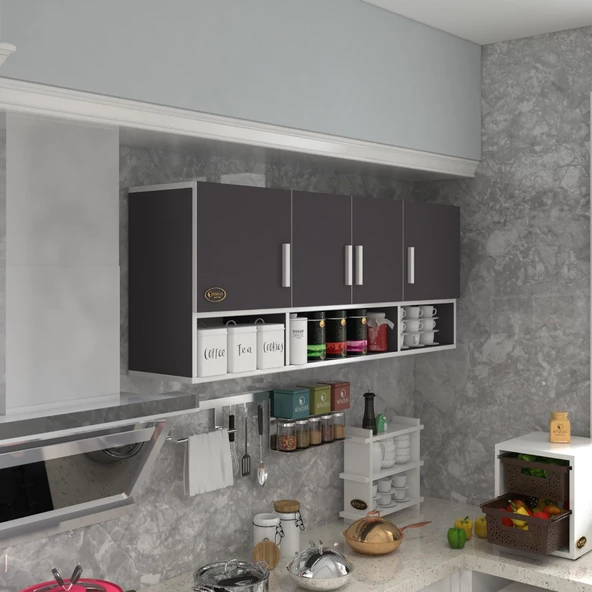 Kenzlife hazır mutfak konsta gri 060*150*32 mutfak banyo dolabı kapaklı raflı