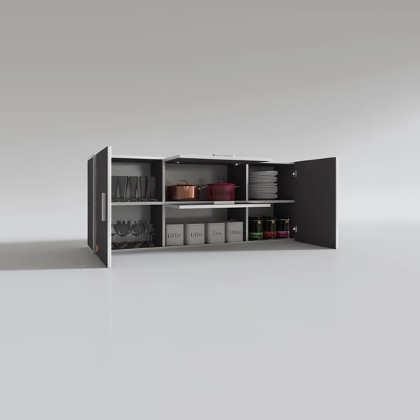 Kenzlife hazır mutfak lucida gri 060*150*32 mutfak banyo dolabı kapaklı raflı - 3