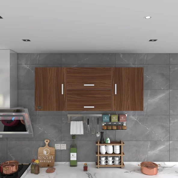 Kenzlife hazır mutfak lucida cvz 060*150*32 mutfak banyo dolabı kapaklı raflı - 4
