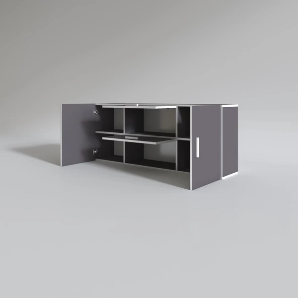 Kenzlife hazır mutfak lucida gri 060*150*32 mutfak banyo dolabı kapaklı raflı - 2