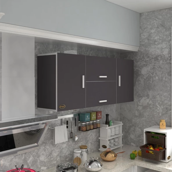 Kenzlife hazır mutfak lucida gri 060*150*32 mutfak banyo dolabı kapaklı raflı