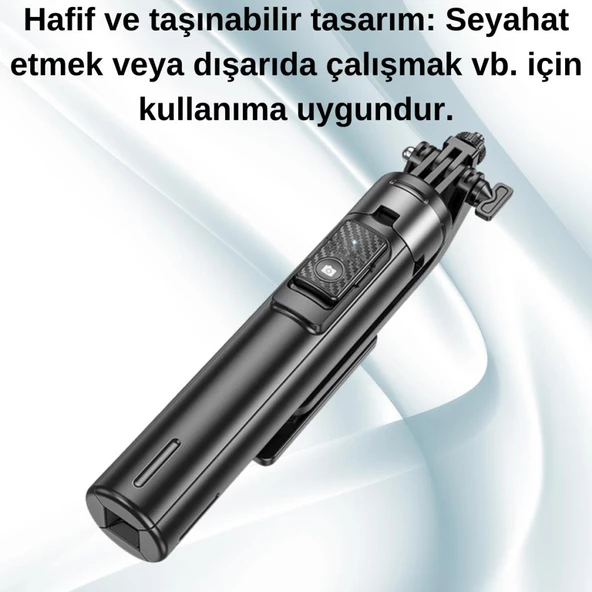 Polham 2in1 Kumandalı Selfie Çubuğu ve Tripod, Telefon, Fotoğraf Makinası İçin 140 Cm Tripod Selfie Çubuğu - 5