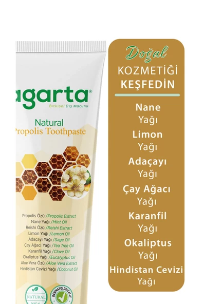 Agarta Doğal Propolis Florürsüz Diş Macunu 100 ml 3 Adet - 2