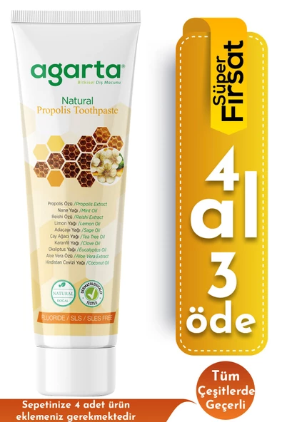 Agarta Doğal Propolis Florürsüz Diş Macunu 100 ml 2 Adet - 3