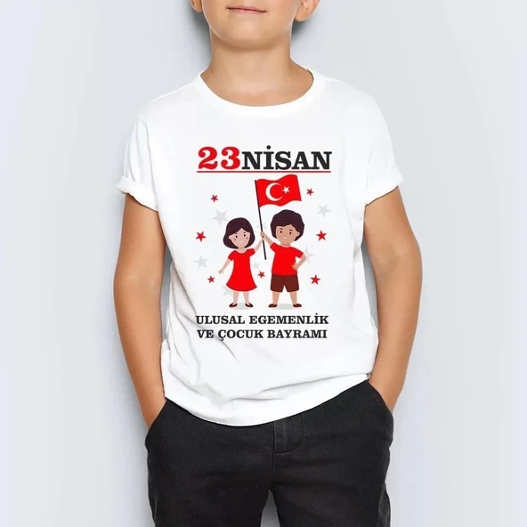 Unisex Çocuk Baskılı T-Shirt - Beyaz