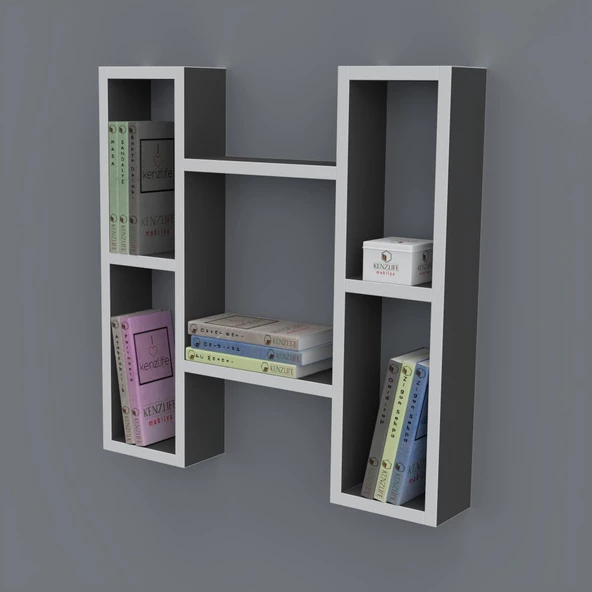 Kenzlife kitaplık melisa 060*060*20 gri duvar rafı