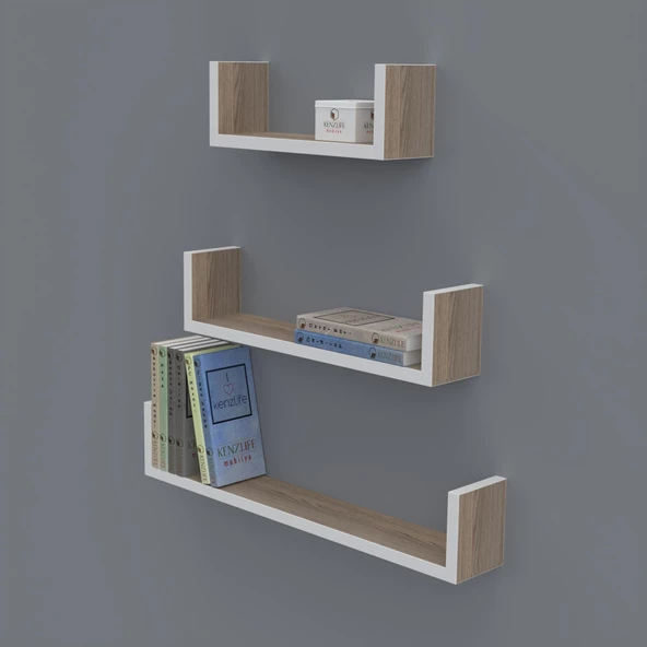 Kenzlife kitaplık müjgan 012*060-045-030*20 crd duvar rafı ürün görseli 1