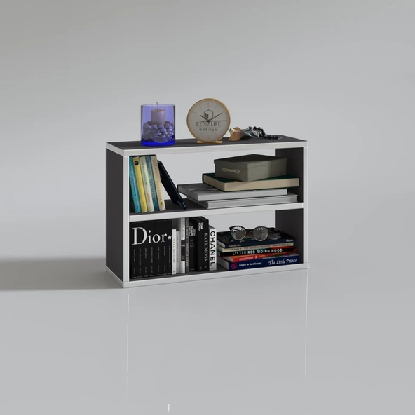 Kenzlife kitaplık nihan 040*060*20 gri duvar rafı - Resim 2