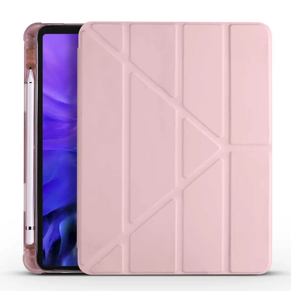 Vendas Apple iPad Air 11 2024 Kılıf Zore Tri Folding Kalem Bölmeli Standlı Kılıf - 6