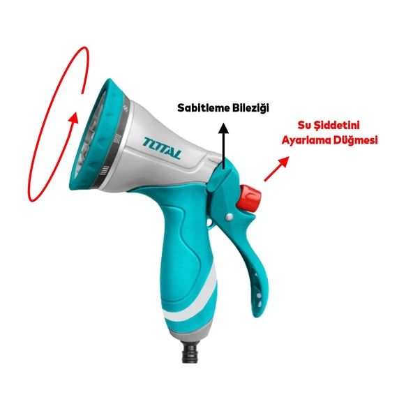 Otomatik 10 Fonksiyonlu Araba Yıkama Bahçe Sulama Temizleme Tabancası Tetikli Ayarlı Tabanca - Resim 4