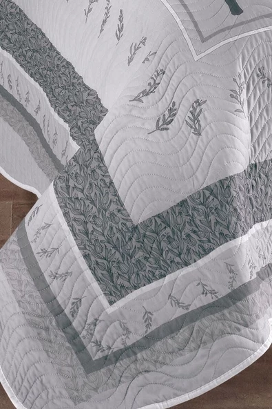 Çift Kişilik Microfiber Kapitone Yatak Örtüsü Palmira Gri - 3