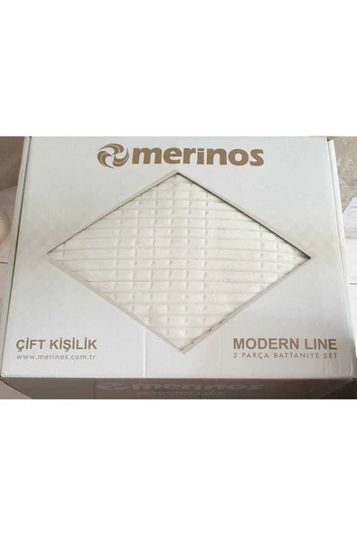 Modern Lıne 3 Parça Battaniye Seti Kemik - 2