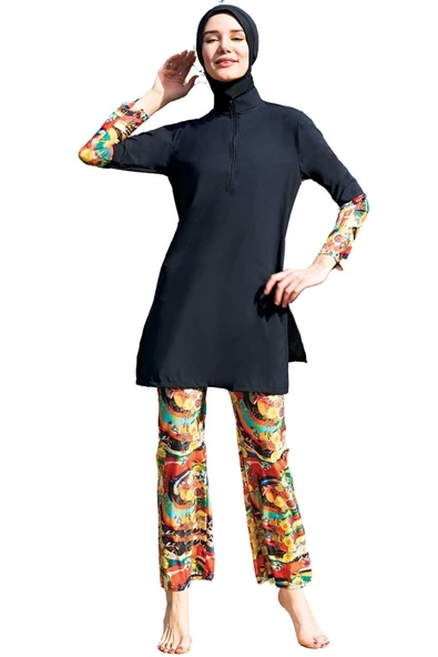 Ruko Maio Kadın Siyah Uzun Kol Tesettür Mayo 24172 - Resim 2